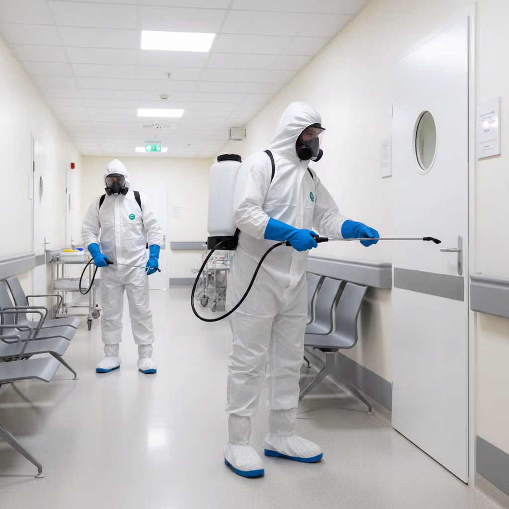 Pracownik Bestclean24 ustawia generator ozonu w mieszkaniu w Lublinie