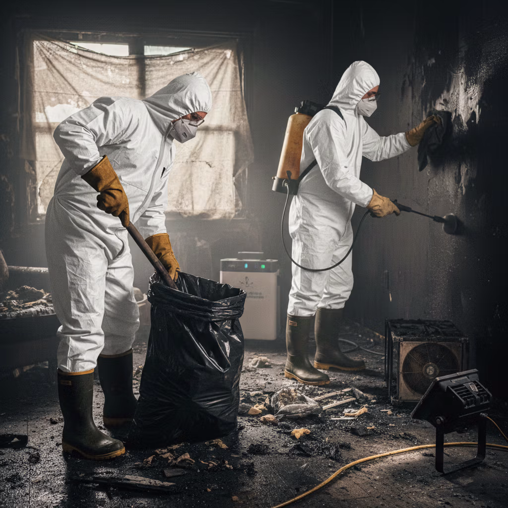 Pracownik Bestclean24 wykonujący profesjonalne odgrzybianie ścian w katowickim mieszkaniu