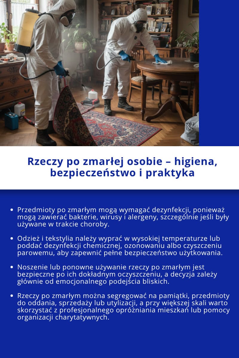 Rzeczy po zmarłej osobie – higiena, bezpieczeństwo i praktyka