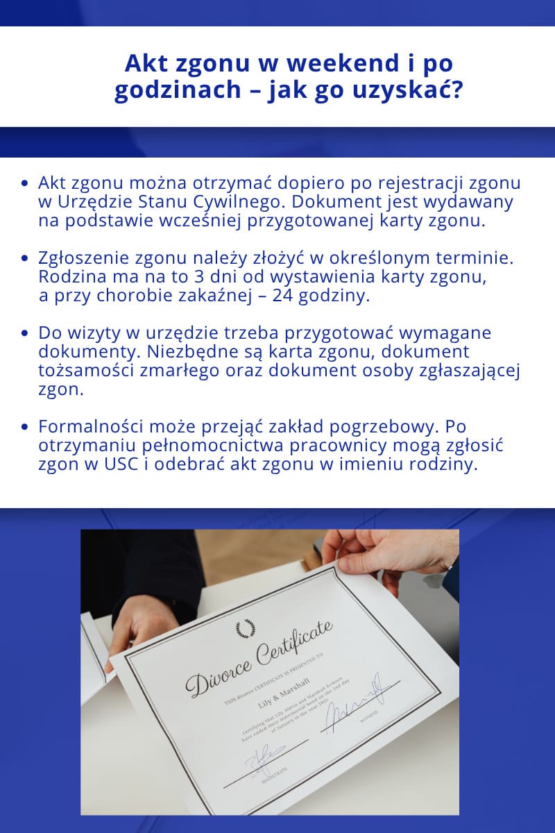 Akt zgonu w weekend i po godzinach – jak go uzyskać_