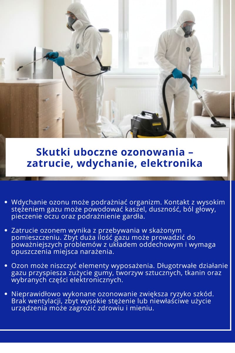 Skutki uboczne ozonowania – zatrucie, wdychanie, elektronika